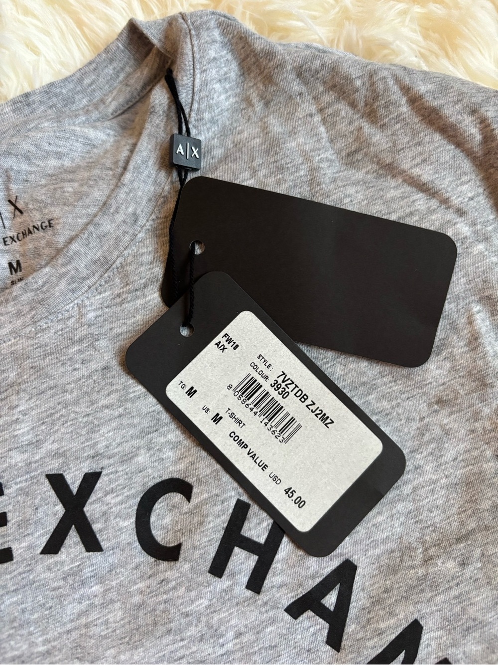 NWT Armani Exchange AX Logo Tee Men’s M Heather Grey Graphic Crew - Picture 4 of 5